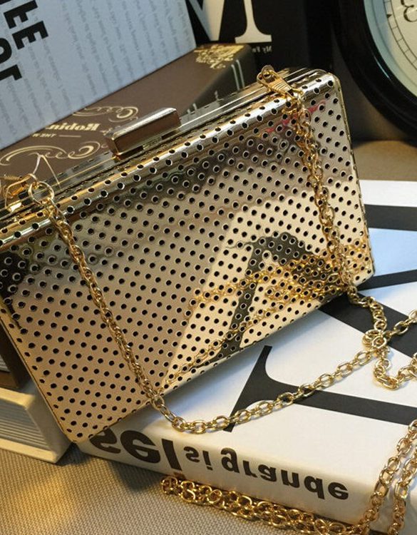 altin rengi metal kucuk el cantasi