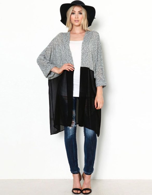 baharlik sifon gri hirka ceket