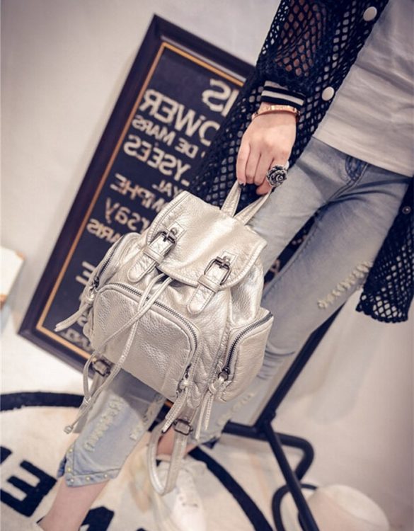 gumus deri kucuk sirt cantasi