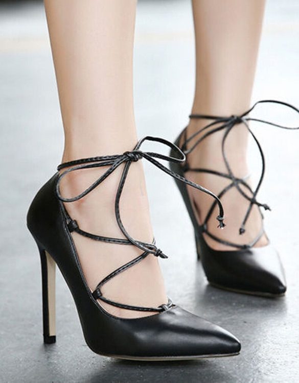 ip bantli bagcikli siyah stiletto