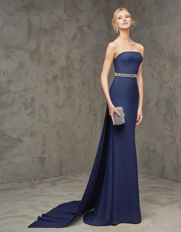 lacivert renk straplez saten balik abiye gece elbisesi