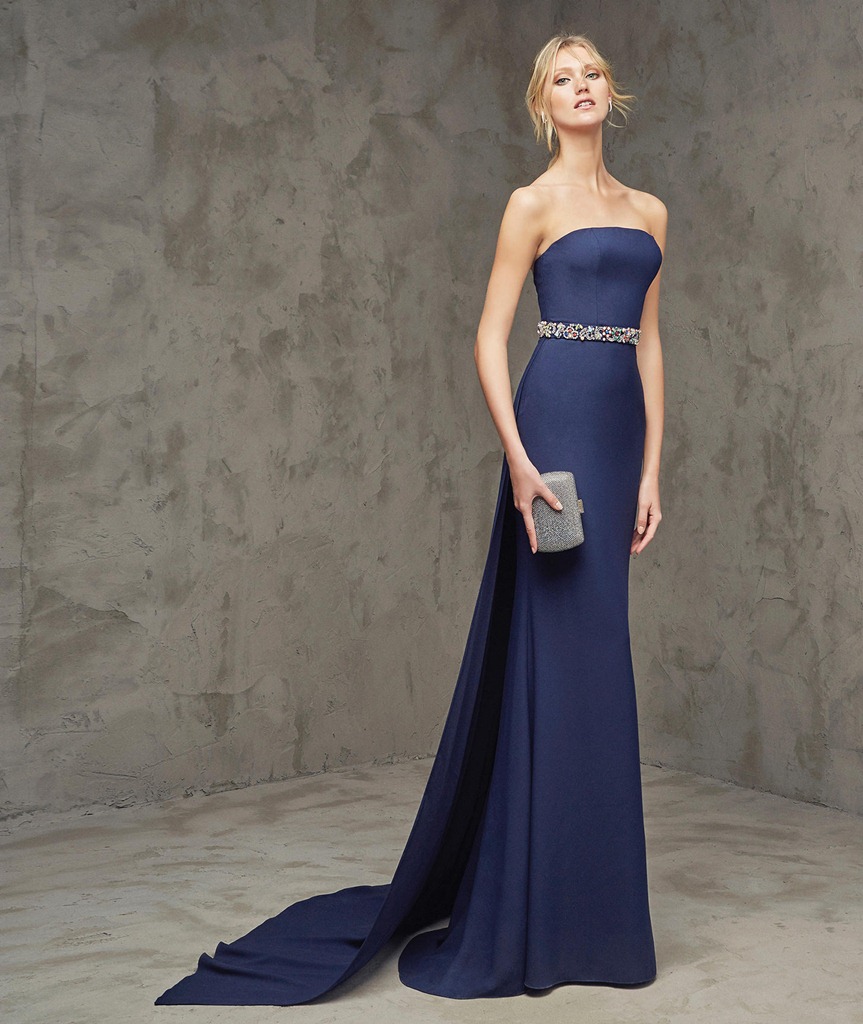 lacivert renk straplez saten balik abiye gece elbisesi