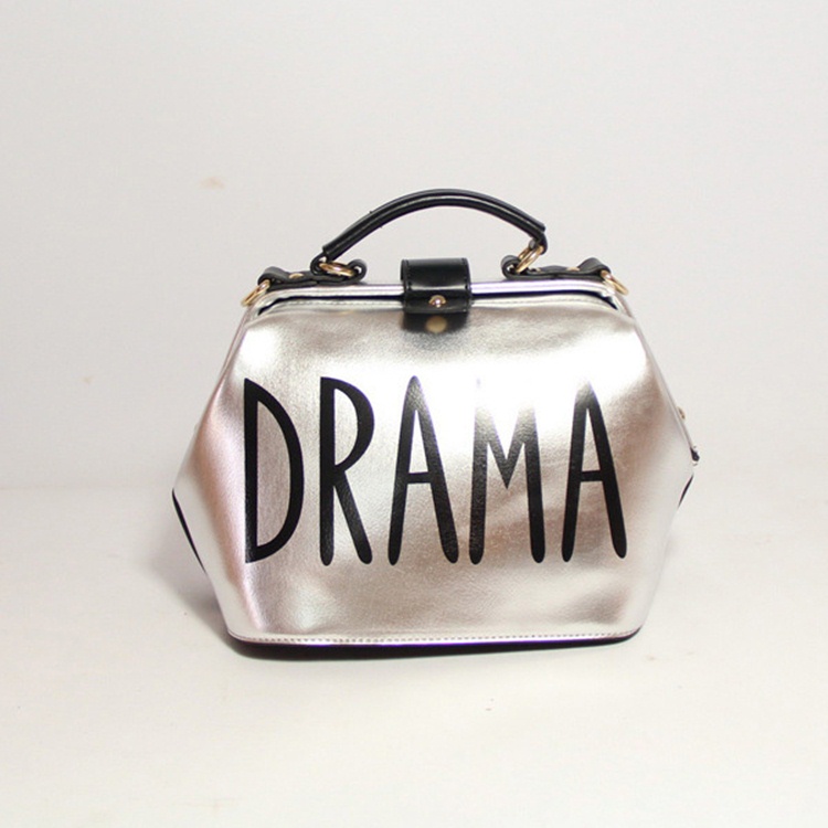 parlak deri gumus rengi kol el cantasi