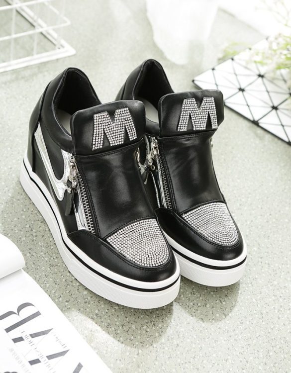 siyah swarovski tasli sneaker spor ayakkabi