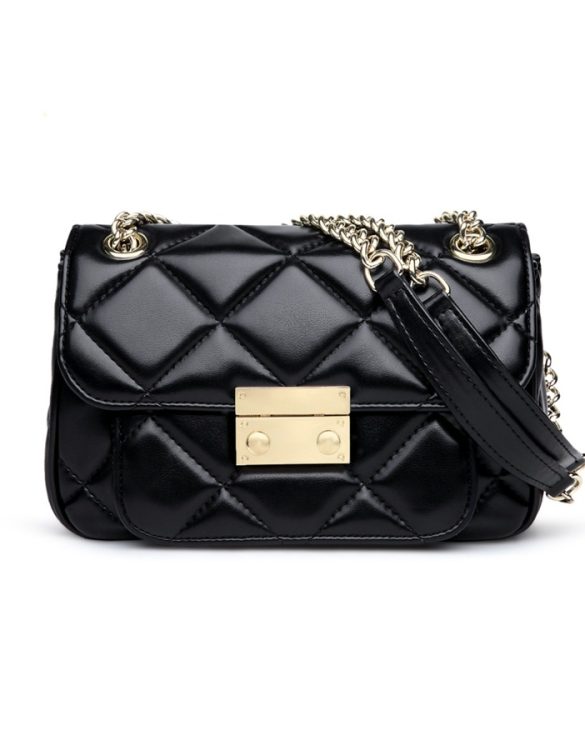 Kapitone Desenli Zincirli Mini Çanta